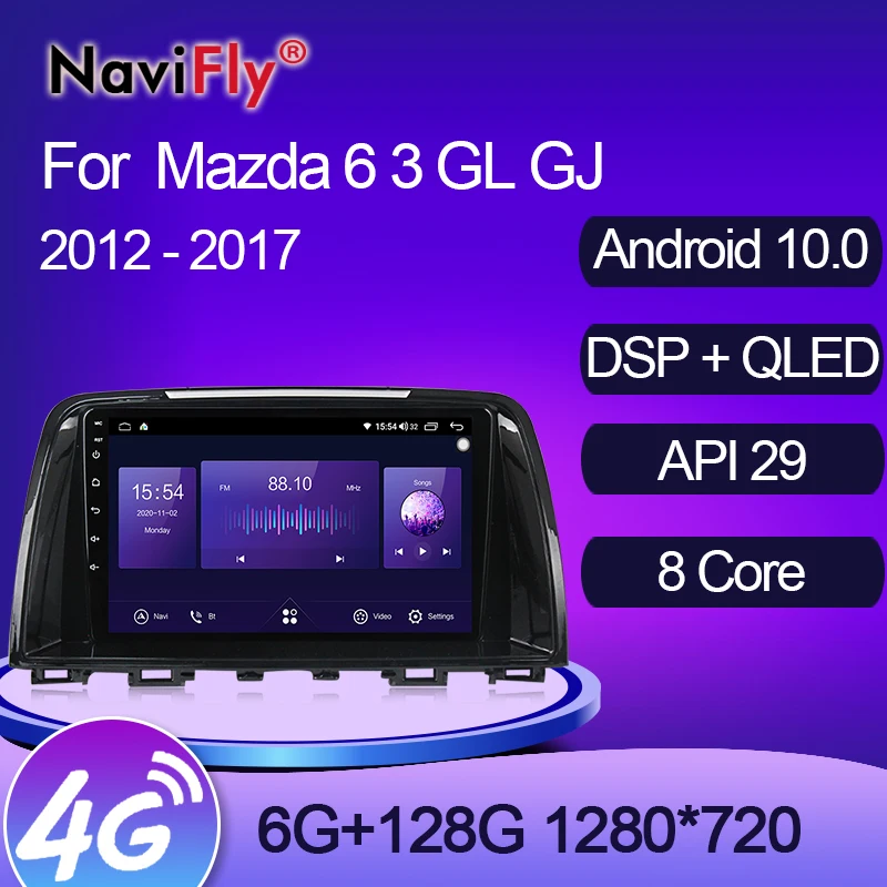 NaviFly 7862 QLED 1280*720 6 ГБ + 128 Гб DSP Android 10 автомобильный стерео головное устройство GPS