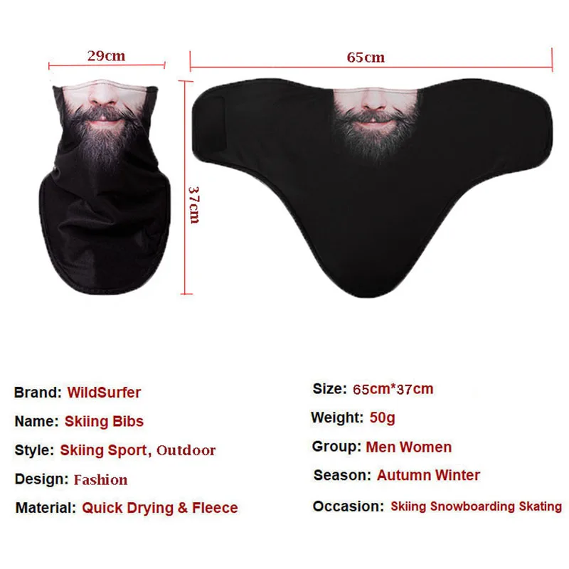 Winter Fleece Ski Scarf Cycling Face Mask Snowboard Bandana Headwear 3D Funny Neck Warmer Triangle Bicycle Thicken Bibs Caps