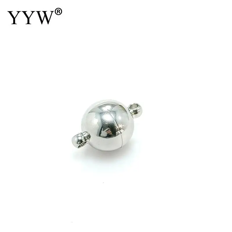 10pcs Stainless Steel Magnetic Clasps Round Ball Leather Cord Clasps Bracelet Magnet Buckle With 2 Holes For Diy Jewelry Making
