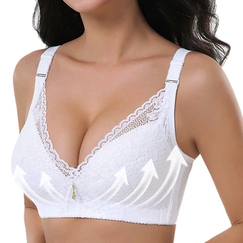 

JODIMITTY 2020 Lace Bra Plus Push Up Lace Busty Bras For Women 3/4 Cup 4 Hook-and-eye Adjustable Strap Non-Underwire Women Bra