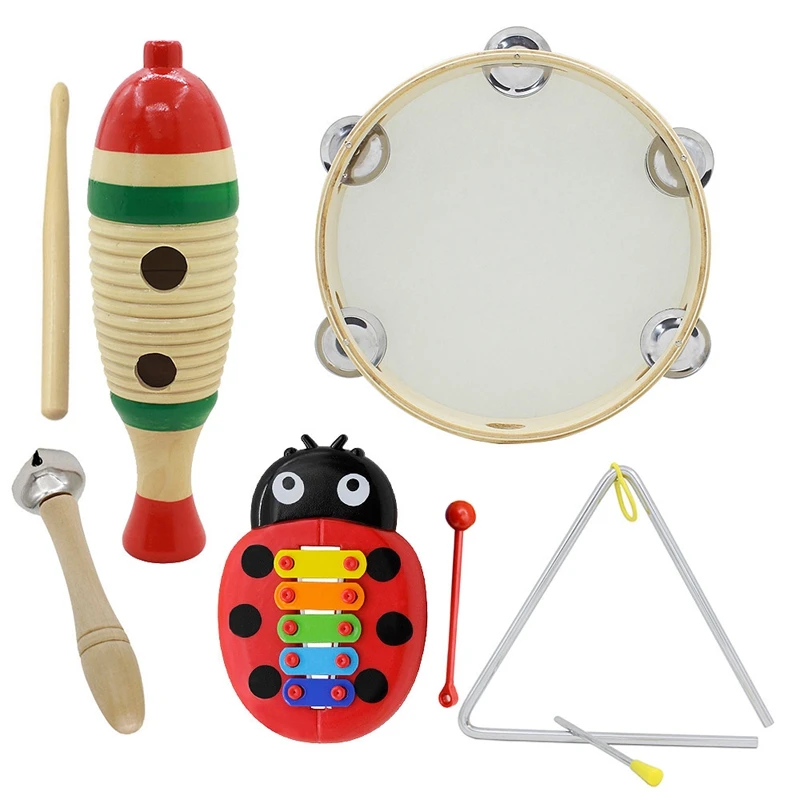 5 компл. Orff музыкальные инструменты набор детей раннего возраста музыкальные ударные игрушки комбинация детский сад обучающие средства - Цвет: Wood and red