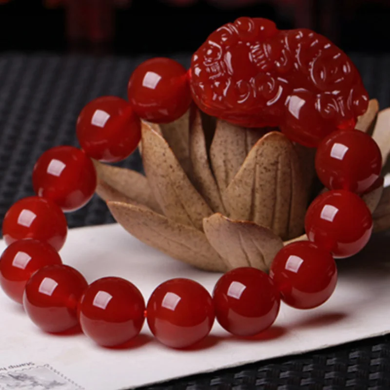Feng Shui Gift Natural red agate crystal PI XIU Bracelet for man and women Handmade good Lucky Amulet Jewellery