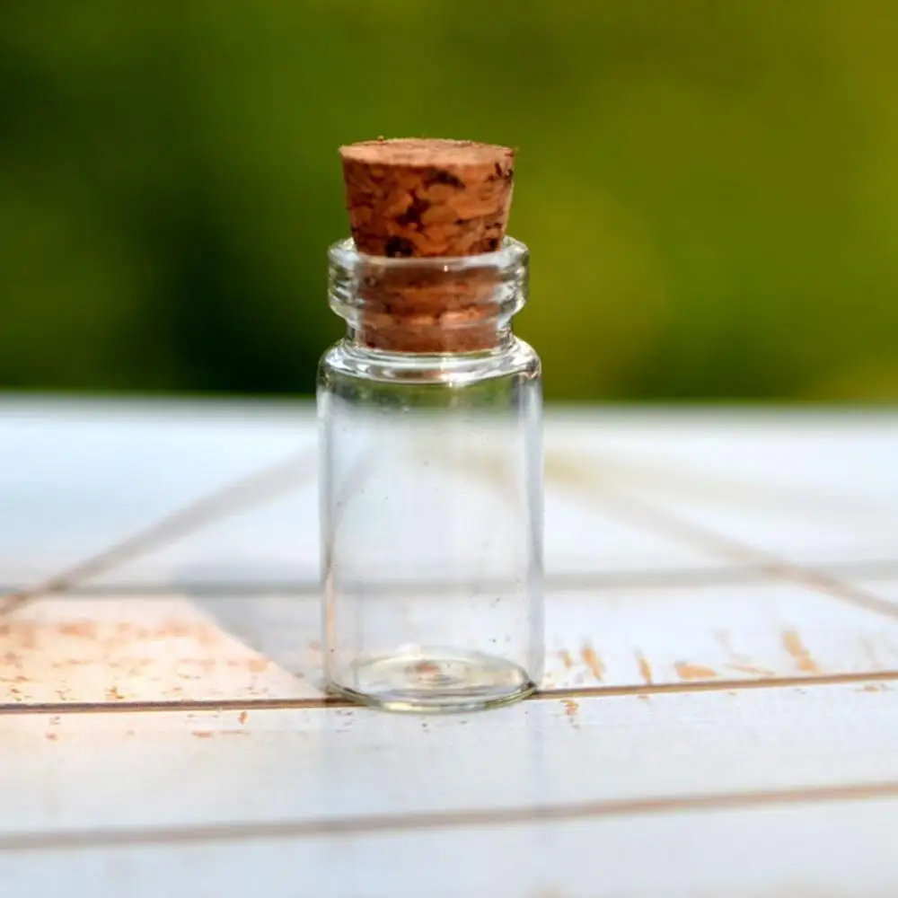 Mini 1ML Cork Glass Bottle Glass Composite Cork Tube Bottle DIY Necklace Storage With Wooden Stopper Stoppered Tube