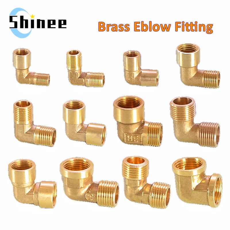 Pipe Fitting 1/8" 1/4" 3/8" 1/2" 3/4" 1" Female x Male Thread 90 Deg Brass Elbow Connector Coupler for Water Fuel Copper Adapter