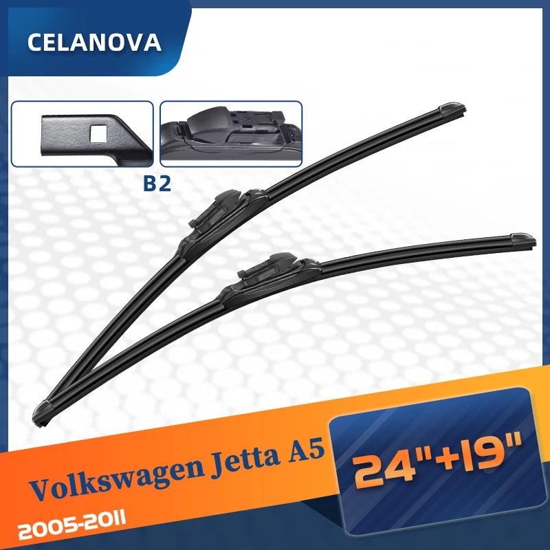 

Windshield Wiper Blade For Volkswagen For VW For Jetta A5 2005-2011 2006 2007 2008 Frameless Windscreen Rubber Wipers 24"+19"