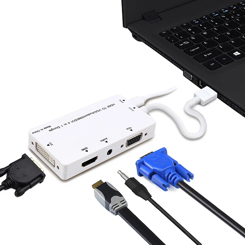 HD 4-в-1 Дисплей конвертер для телевизионные проекторы с HDMI/VGA/DVI Порты VDX99