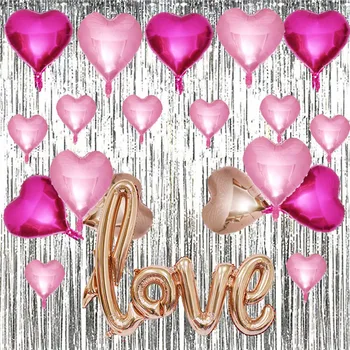 

Rose Gold Love Balloons Kit Valentines Day Decorations and Gift for Him or Her Rose Gold Foil Heart Balloons Decorations