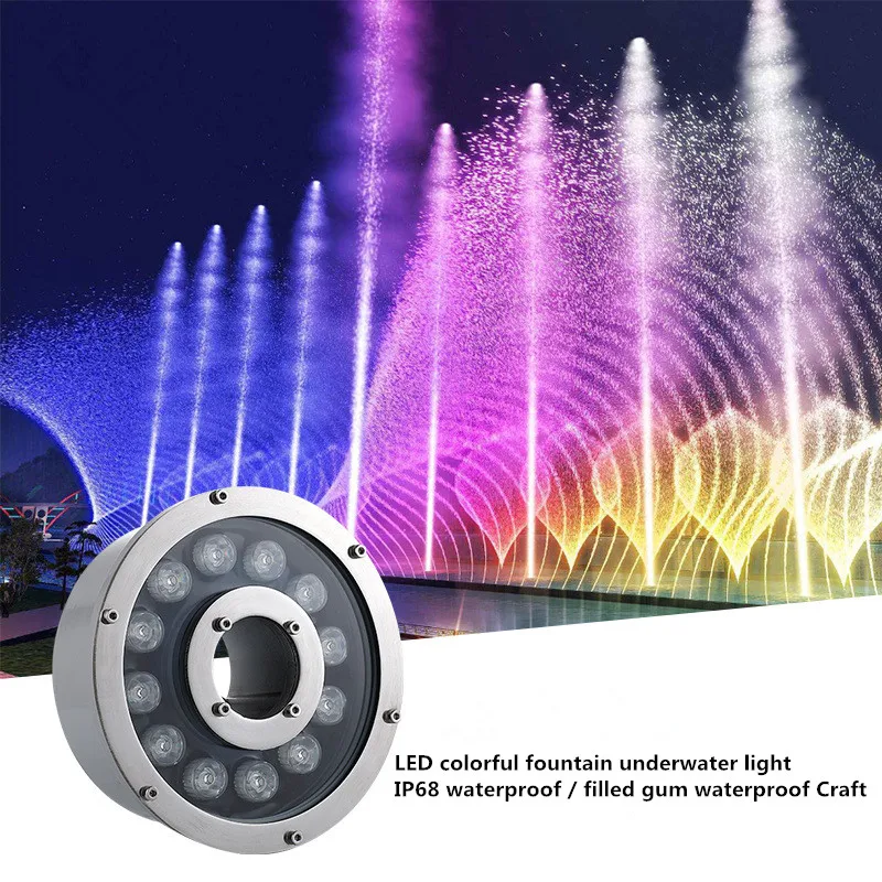 RGB Led fountain light 6w 12w 18w Swimming Pool Light Free AC/DC 12V 24V Underwater Lights Fountains Waterproof Ip68 Landscape
