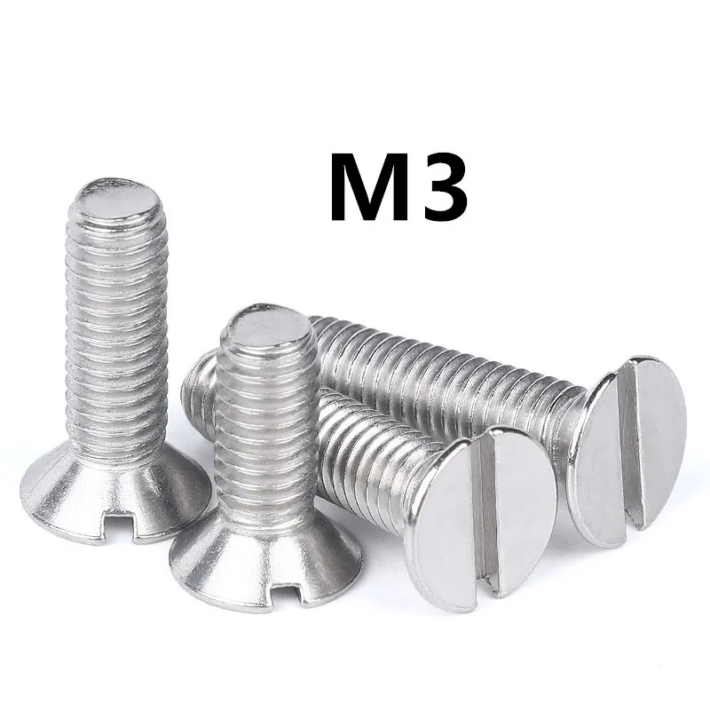 200 шт./лот M3x5/6/8/10/12/14/16/20 мм DIN963 GB68 винты с потайной головкой из нержавеющей стали |