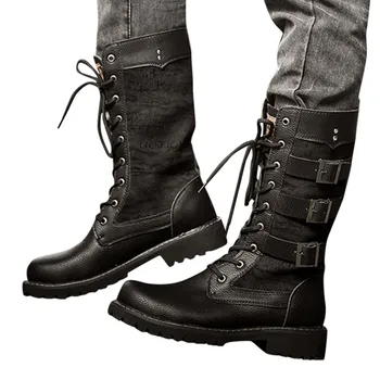 

Boots Mens Flat Low Heel Lace Up Westerm Combat Boots Motorcycle Boots Snow Tactical Military Shoes veiligheidsschoenen