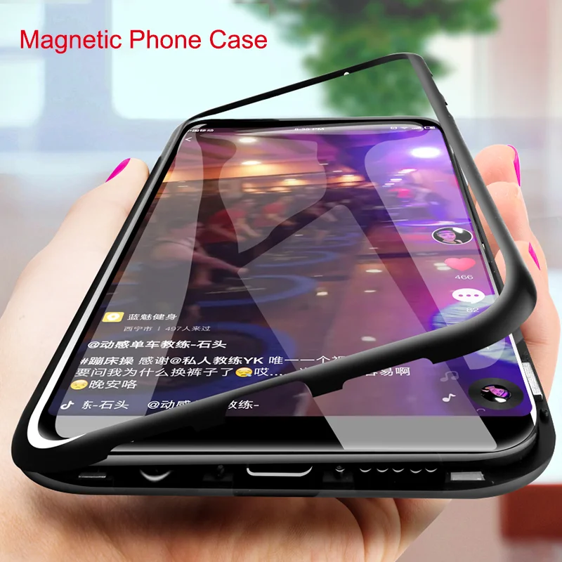 

Magnetic Adsorption Metal Case For Samsung Galaxy S10 S9 S8 Plus S7 Edge A50 A9 A8 A7 Note 9 8 Tempered Glass Back Magnet Covers