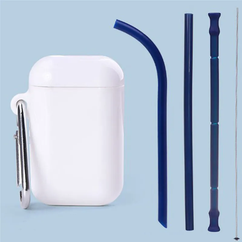 Drink Creative Folding Straight Straw Set with PP Storage Box Mini Environmentally Friendly Suit Can Be Carried With You