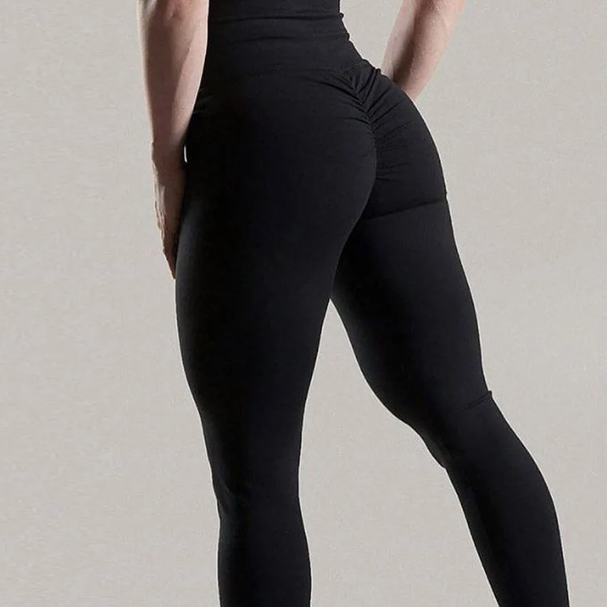 SVOKOR Solid Color Folds Leggings Fitness Gym Push Up Women Leggings High Waist Workout Pants Female Slim Jeggings maternity leggings