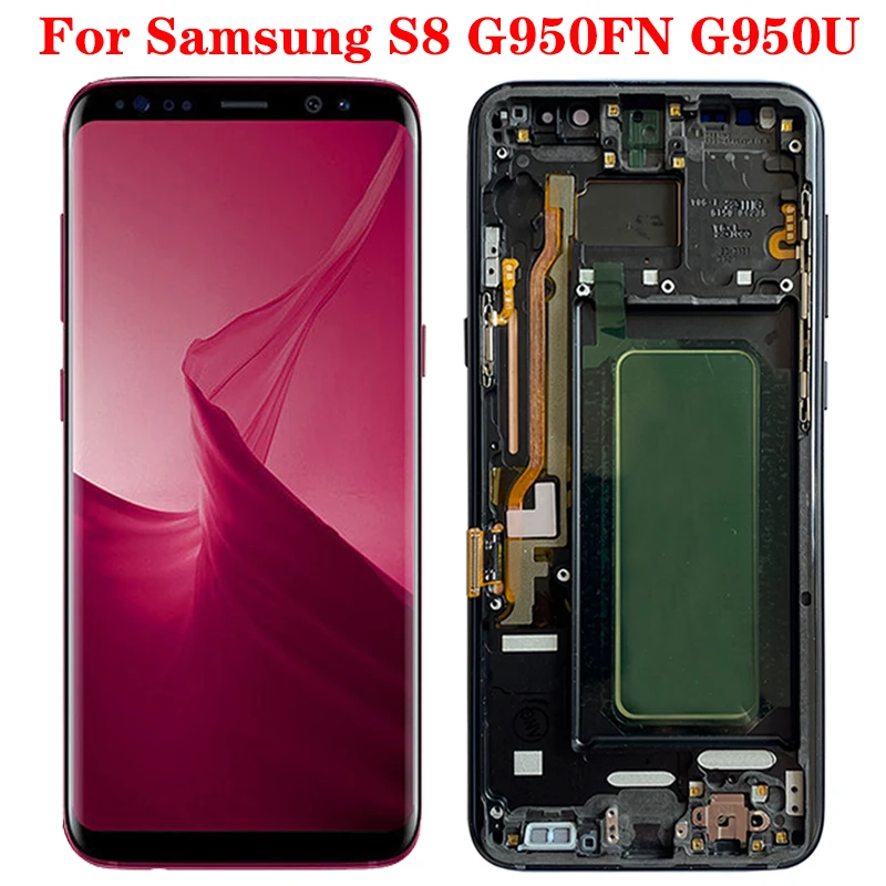 Original 5.8'' G950F LCD For Samsung Galaxy S8 Display With Frame G950U Touch Screen Assembly | Мобильные телефоны и