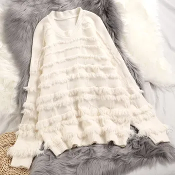 

Women Autumn Winter Sweater Pullover Solid Color Knitted Clothes Casual Female Jumpers Tops