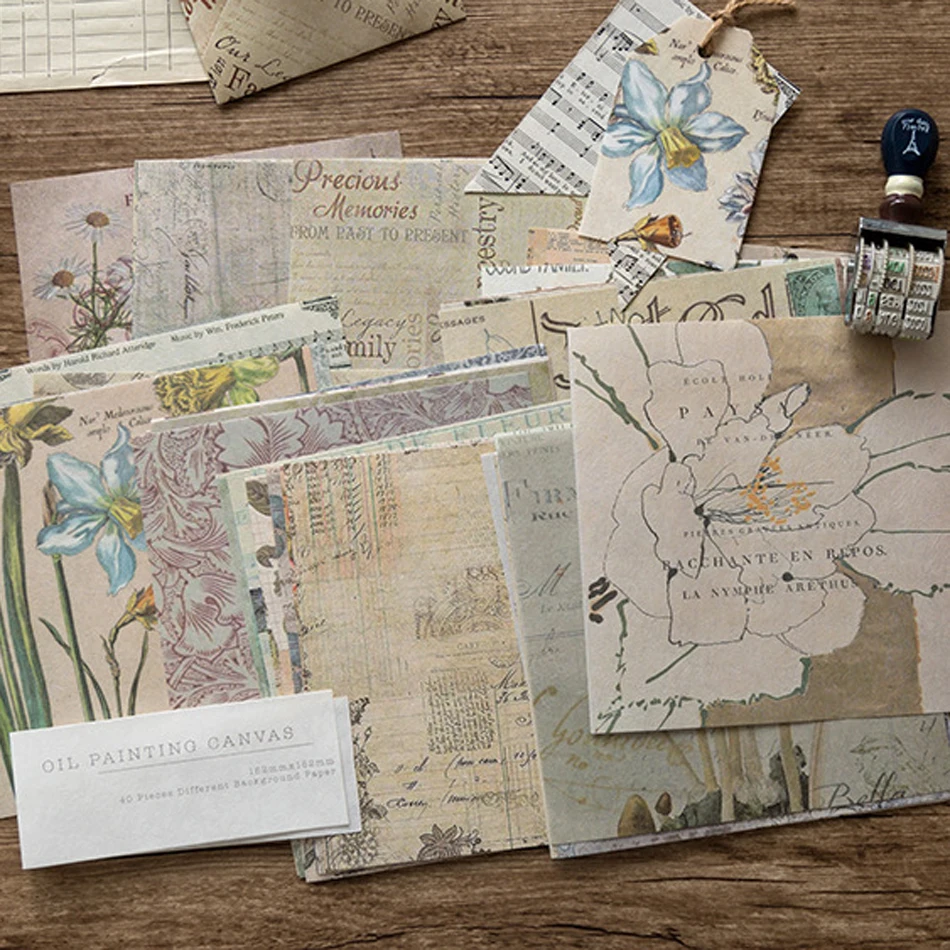 

6inch retro flower background papers bullet journal traveler's decorative papers