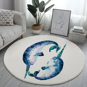 

Floor mat bedroom living room non-slip carpet round size floor mat cartoon printing children crawling mat modern living room are
