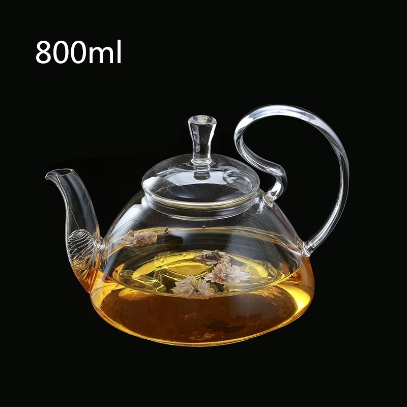 800ml VILEAD 600 мл 800 мл стеклянный Феникс Хвост высокий чайник цветочный чайники высокая температура фильтрации ручной работы нагреваемый бытовой - Цвет: 800ml