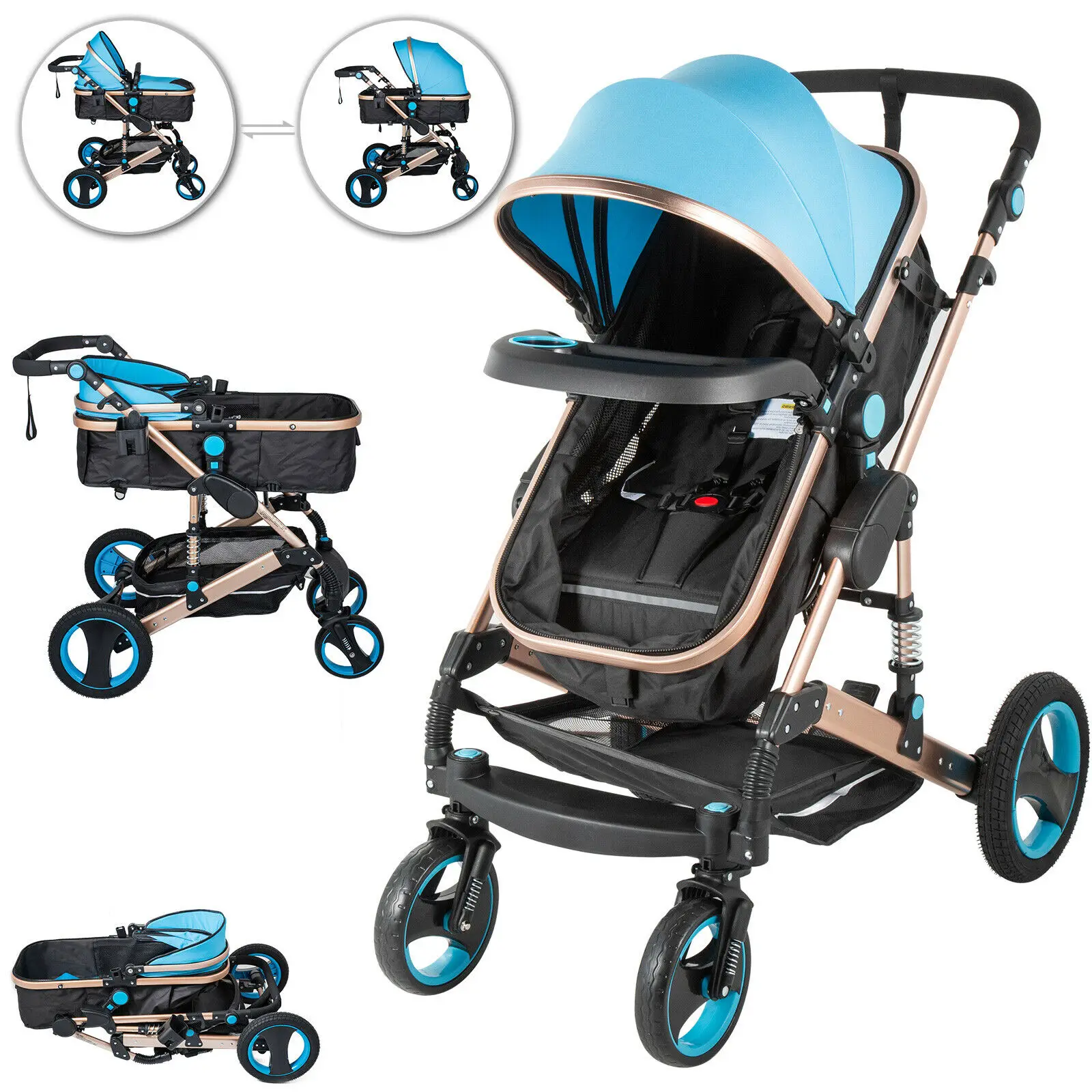 Baby Stroller 2 in 1 Pram Foldable Pushchair 0-36 Month Newborn Reversible Baby Stroller 2 in 1 Pram Foldable Pushchair 0-36 Month Newborn Reversible