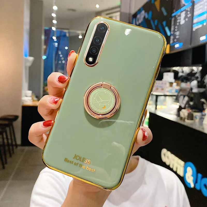 samsung cute phone cover Ốp Lưng Dành Cho Samsung Galaxy Samsung Galaxy Note 20 Cực S20 FE S10 A6 A7 A8 Plus J4 J6 J8 Thủ Mạ Mềm Mại nhẫn Giá Đỡ Bao Bọc Điện Thoại samsung silicone Cases For Samsung