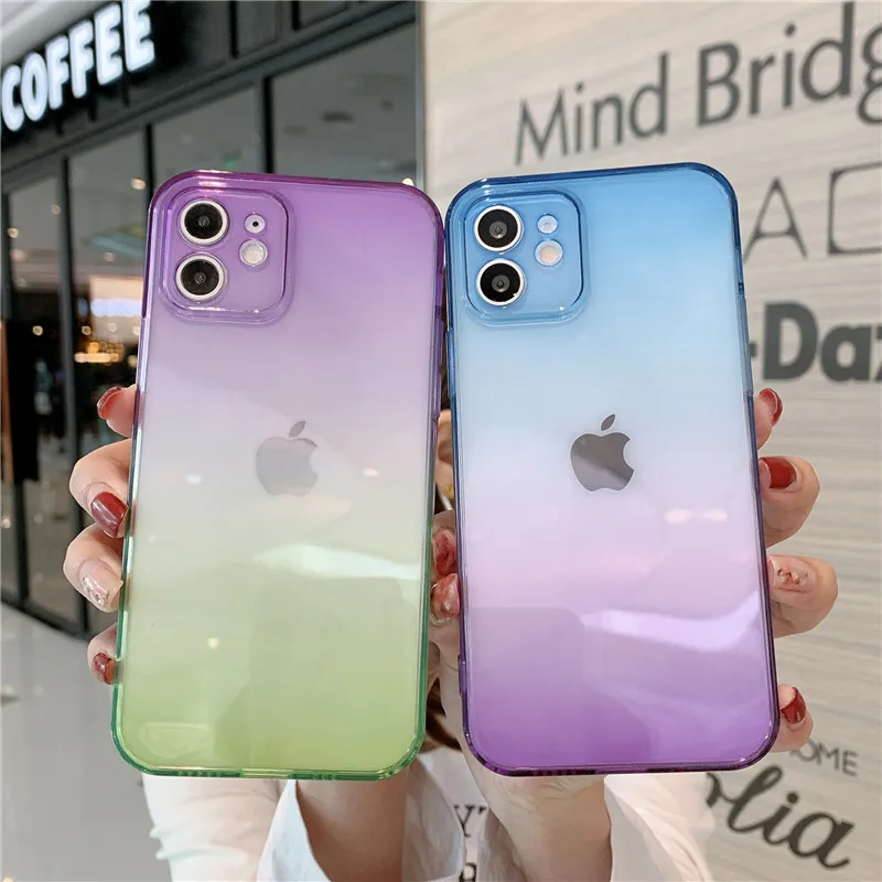 Модные градиентная расцветка Высота для мобильного телефона Чехол iPhone 12 11 Pro XS MAX