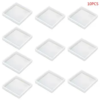 

Free shipping 10 Pcs/set Silicone Coaster Molds Clear Epoxy Molds for Casting with Resin Concrete Geometric Silastic Moulds