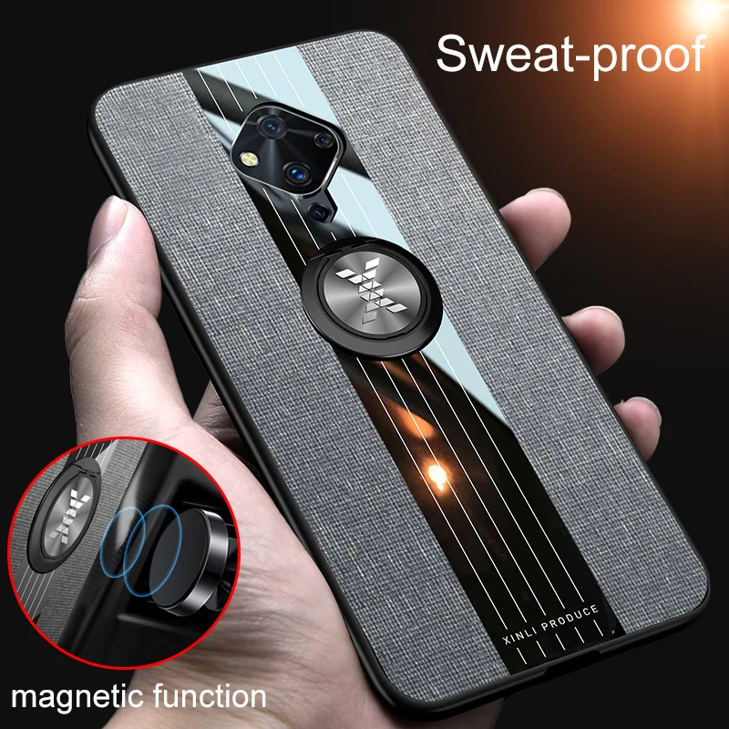 For Vivo v17 Case Luxury Magnetic Metal Ring Hard PC Fabric Cloth Soft Frame Cover S5 y9s Shockproof Fundas | Мобильные телефоны и
