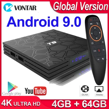 

Global TVBOX Smart TV BOX Android 9.0 TV BOX T9 4GB RAM 64GB/32GB ROM Rockchip 1080P H.265 Youtube Media Player 4K Set Top Box