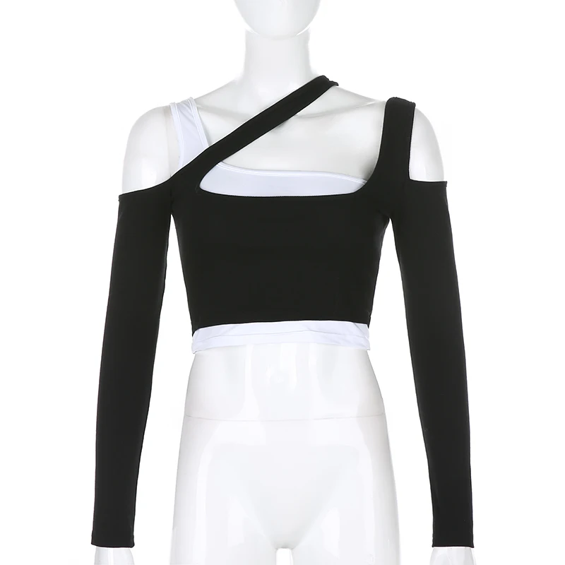 Lace Up Patchwork Crop Top Women Hollow Out Sexy Harajuku Cute Solid Soft Girl Korean Style Club Party Streetwear Fall Iamhotty