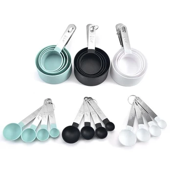 

4Pcs/Lot Stain Steel Measuring Cups And Measuring Spoon Scoop For Baking Graduated Metal Handle Kitchen Measuring Tool