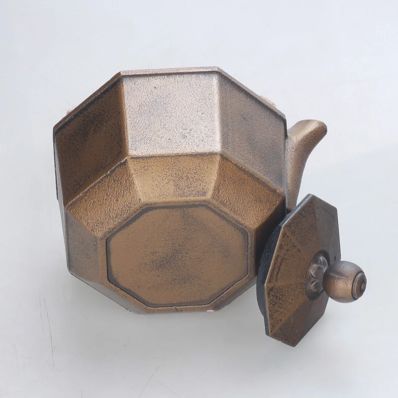 Ручной работы ЯПОНСКИЙ старый чугунный чайник восьмиугольный Золотой непокрытый чайник кунг-фу чайные принадлежности чайник 0.85л