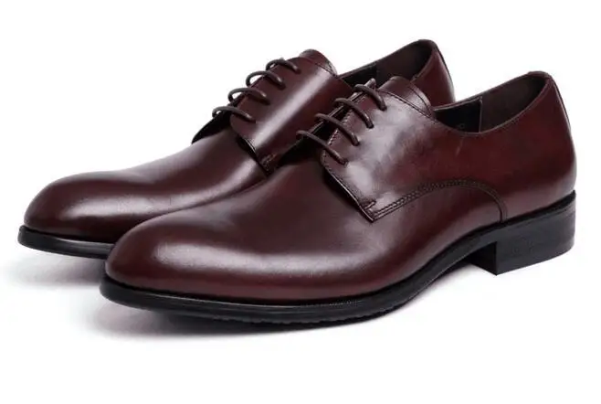

Men pointed Toe Lace Up Genuine Leather Oxfords Shoes office Dress Shoes new style falt Handmade Shoes black brown
