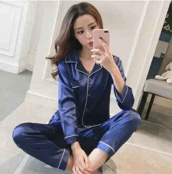 

Short Sleeve Silk Pajamas Spring Women Summer Pajama Sets Silk Sleepwear Pyjamas Combination Nightwear Plus Size 3XL 4XL 5XL