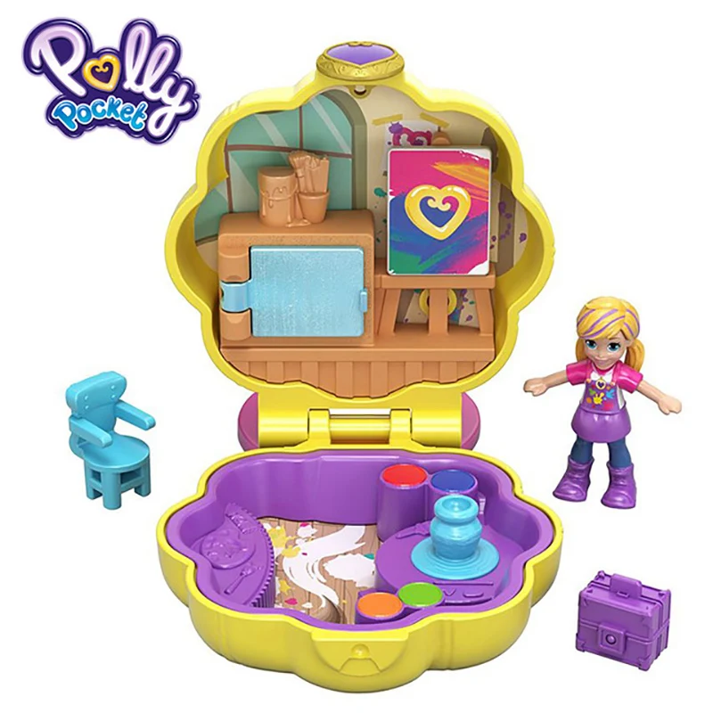 2019 Polly Pocket Micro Series 6 Styles Mini Hidden World Scene Girl House Dolls with Polly Stick Original Toys for Girls Gifts