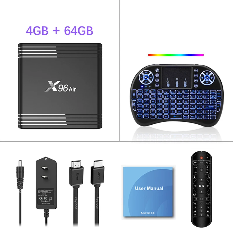 X96Air 4 Гб 64 ГБ Android 9,0 ТВ приставка Amlogic S905X3 четырехъядерный 2,4G 5G двойной Wifi BT4.1 8K поддержка Youtube Netflix X96 Air Media pl - Цвет: 4G 64G i8 backnit ke