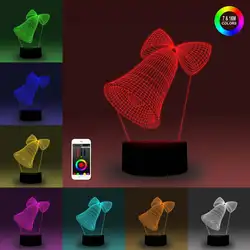 NiteApps 3D кольцо колокольчик ночник настольная Иллюзия украшение лампа подарок на день рождения приложение/сенсорное управление