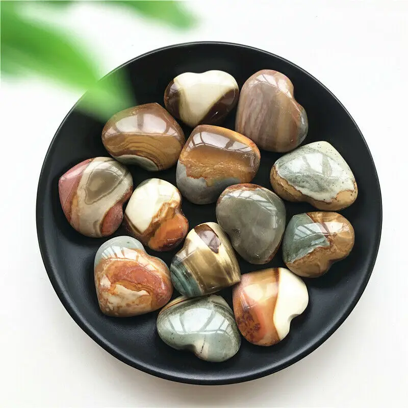 

Natural Ocean Jasper Quartz Crystal Hand-Carved Heart Healing Reiki Decoration Natural Stones and Minerals