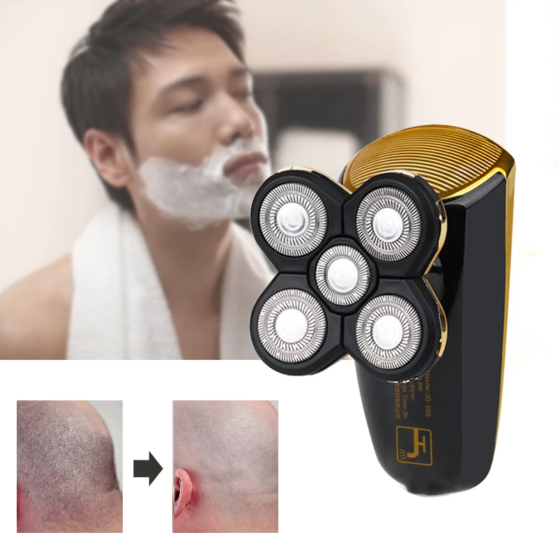 Электробритва для мужчин, машинка для полировки головы, триммер для волос, USB, перезаряжаемая, 5 лезвий, бритва, моющаяся, 3D, плавающая машинка для бритья, 40D