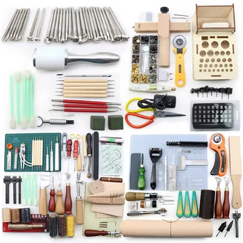 

Leather Work Tool Set for Saddle Making Prong Punch Sewing Thread Stamping Shoemaking Leathercraft Patchwork DIY Processing Kit