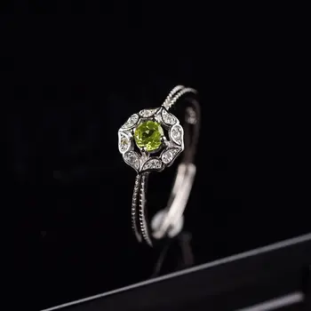 

Pure natural peridot Olivine ring jewelry anillos bijoux femme bijoux argent 925 massif pour femme gift for girlfriend takı