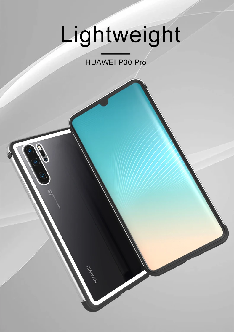 

Love Mei Transparent Tempered Glass Phone Case For Huawei P30 Ultra-thin Shockproof Metal TPU Back Cover For Huawei P30 Pro