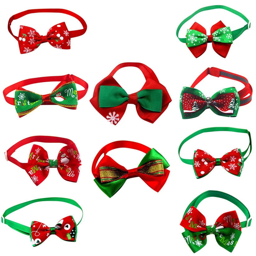 10pcs Transer 10pcs/lot Adjustable Christmas Pet Dog Bowties Cat Neck Ties Holidays Bow Tie Collar Groomings Pet Products 9107 - Цвет: 10pcs