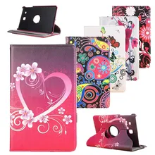 Для samsung Galaxy Tab E 9," Чехол SM-T561 T560 чехол на 360 градусов Rotaing Stand розовое сердце цветок ремешок чехол из полиуретановой кожи для планшета