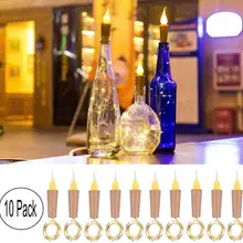 NEW 10PCS Wine Cork Candle Flame Lights With 20 LED Sliver Copper Wire Garland Fairy String Light DIY Party Christmas Wedding