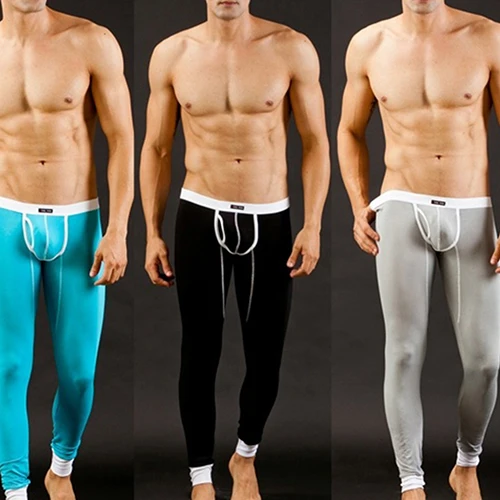 Men's Fashion Sexy U Convex Pouch Skinny Long Pants Thermal Underwear Leggings