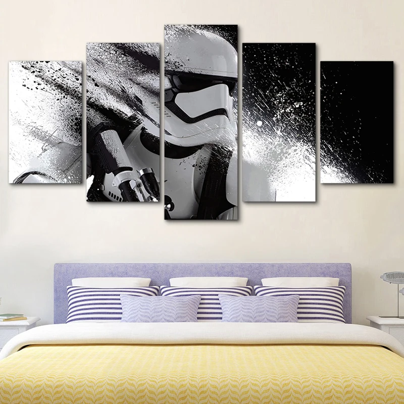 YPHYHD-Modern-Home-Decor-Star-Wars-White-Knight-5-Piece-Canvas-Art-Print-Poster-Picture-Frames