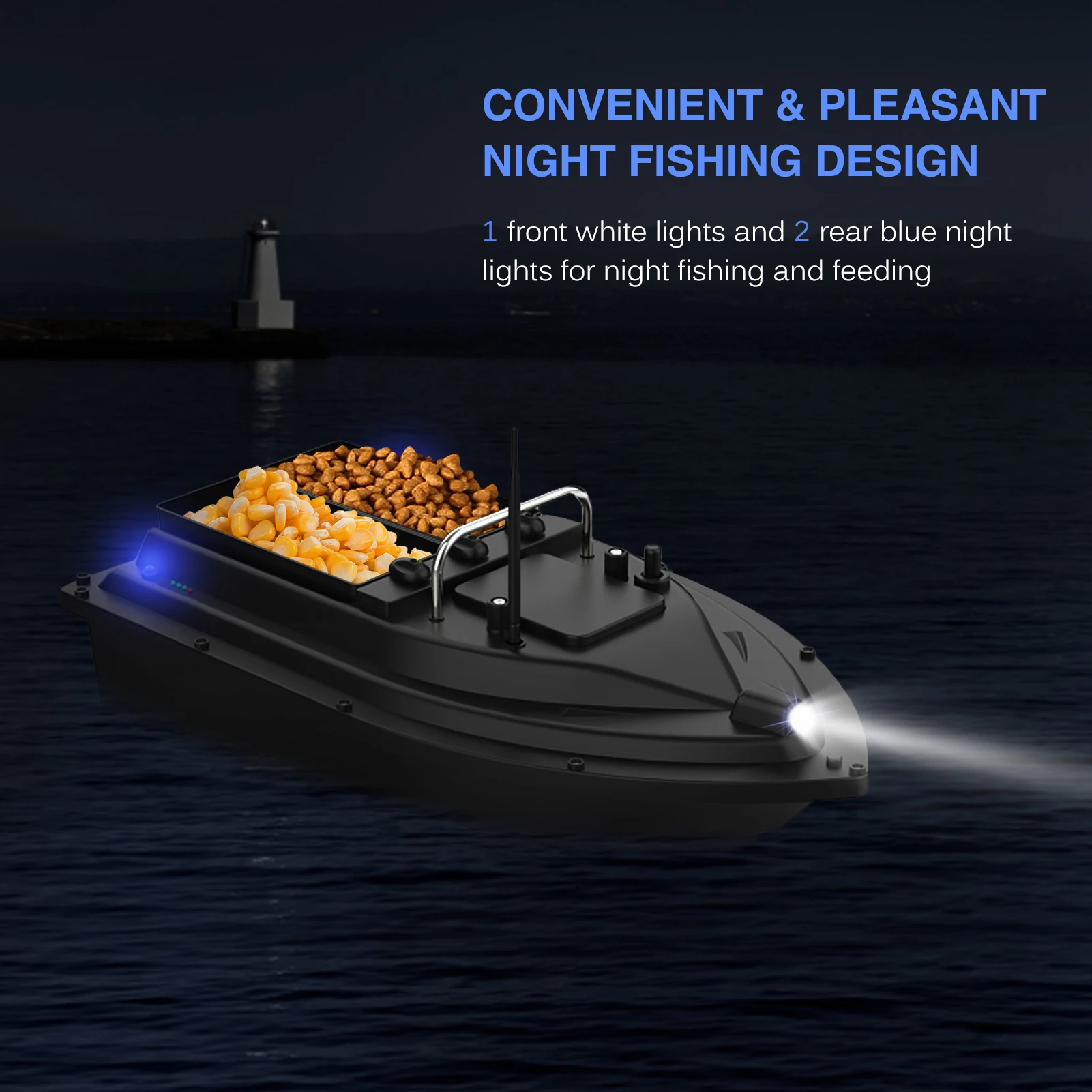 500M Remote Control Fishing Boat Double Motors Smart Fishing Bait Boat RC  Fishing Feeder Fish Finder Ship Boat Double Container