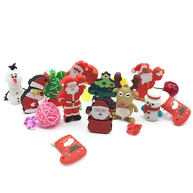 USB Flash Drive 128gb Cartoon Santa Claus Usb 2.0 4GB 8GB 16GB 32GB 64GB Christmas Series Pendrive Memory Stick Pen Drive Gift