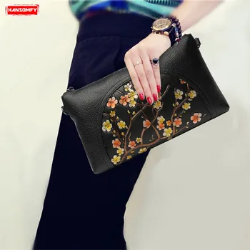 

New Women Clutch Bag Fashion Female Soft Genuine Leather Handbag Casual Chain Shoulder Mobile Phone Bag Ladies Crossbody Bag