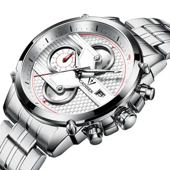 

CADISEN Men Watches Brand Luxury Stainless Steel Waterproof Sport Quartz Chronograph Military Watch Men Clock Relogio Masculino